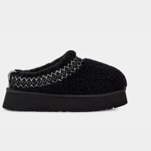 Ugg Black Fuzzy Platform Tazz Uggbraid Slippers Size 6